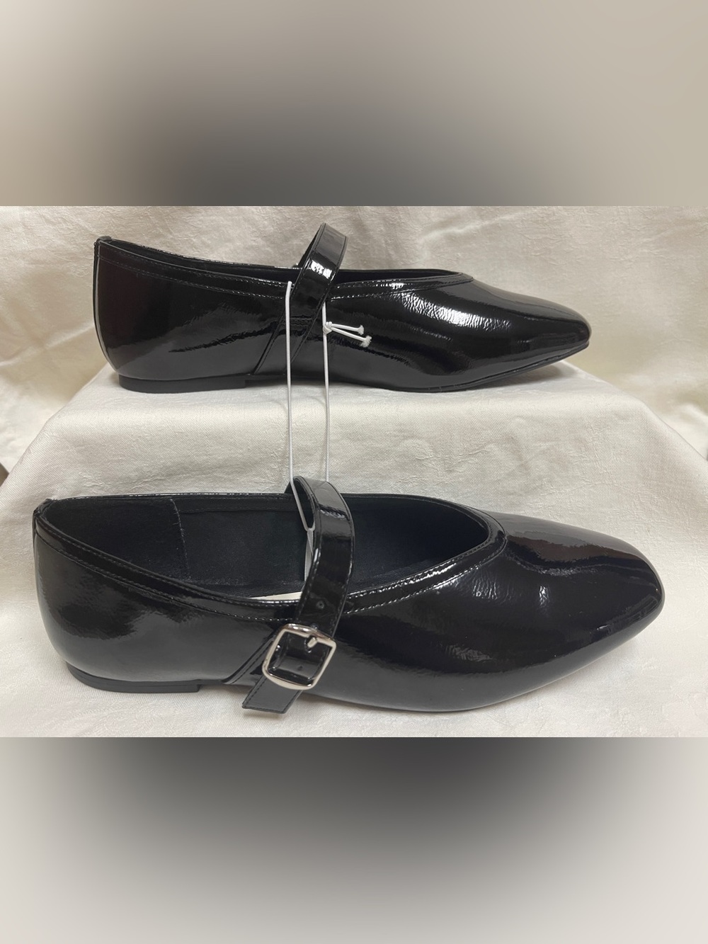 NWT A New Day Womens Shoes 11 Mary Jane Flats Black Faux Patent Leather Buckle